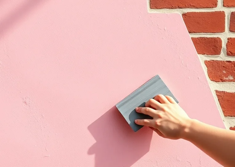 Application d'un enduit décoratif à la lisseuse sur un mur